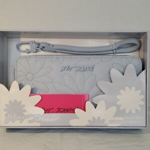 Betsey Johnson Sky Blue Floral Wallet with Wristlet